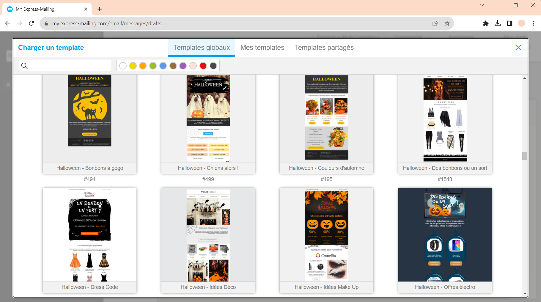 templates Express-Mailing pour Halloween